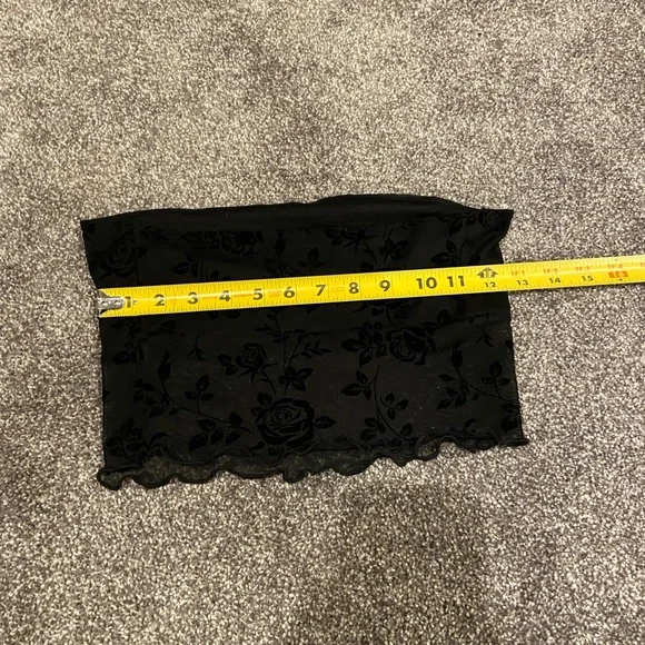 Forever 21 Black Floral Gothic Emo Punk Rock E-Girl Tube Top Size Small - Picture 3 of 3